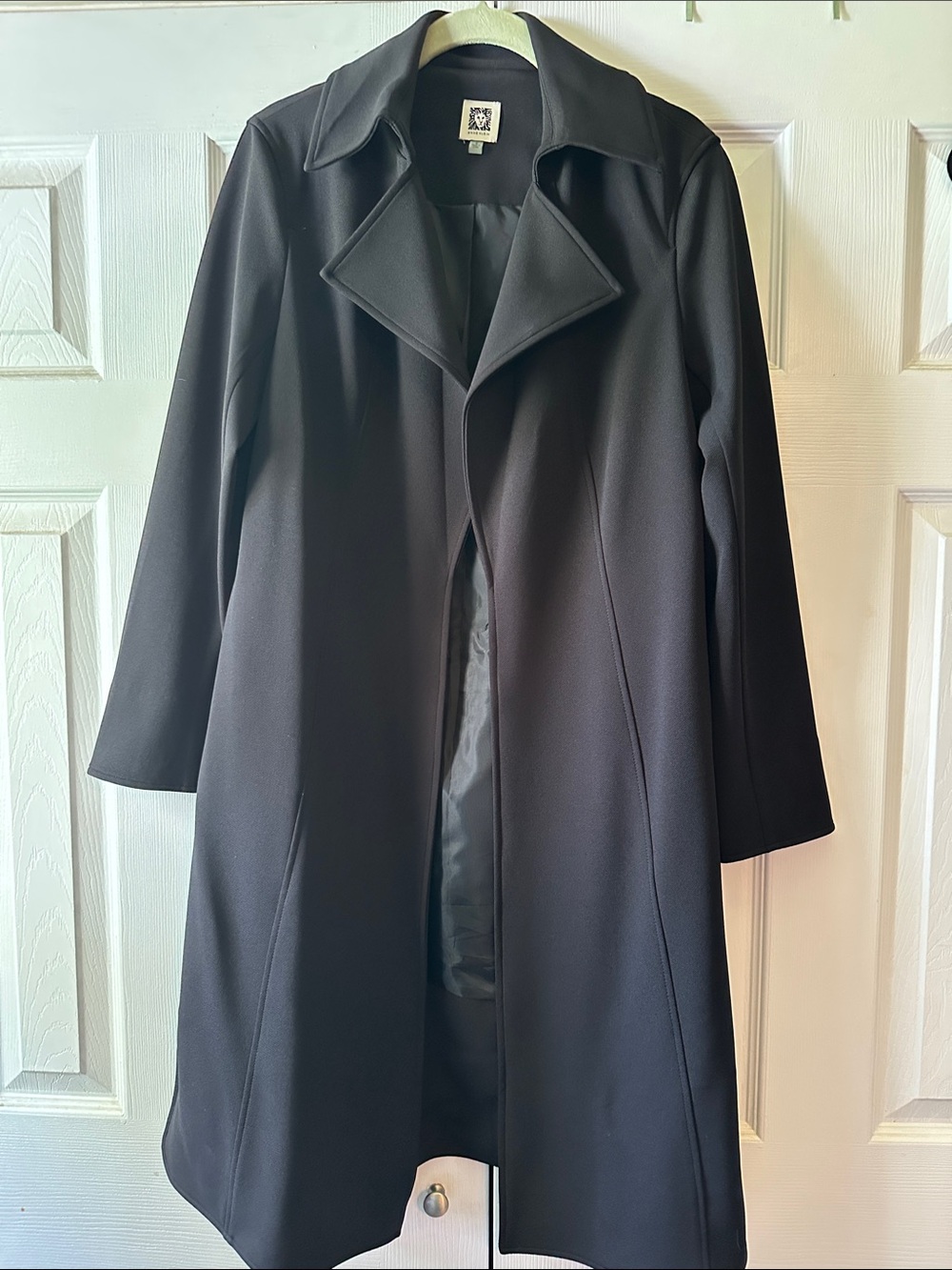 Anne Klein Black Long Trench Coat